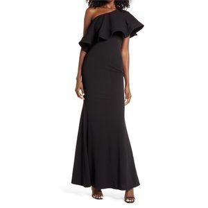 Lulus So Amazed One-shoulder Mermaid Gown In Black Size Large